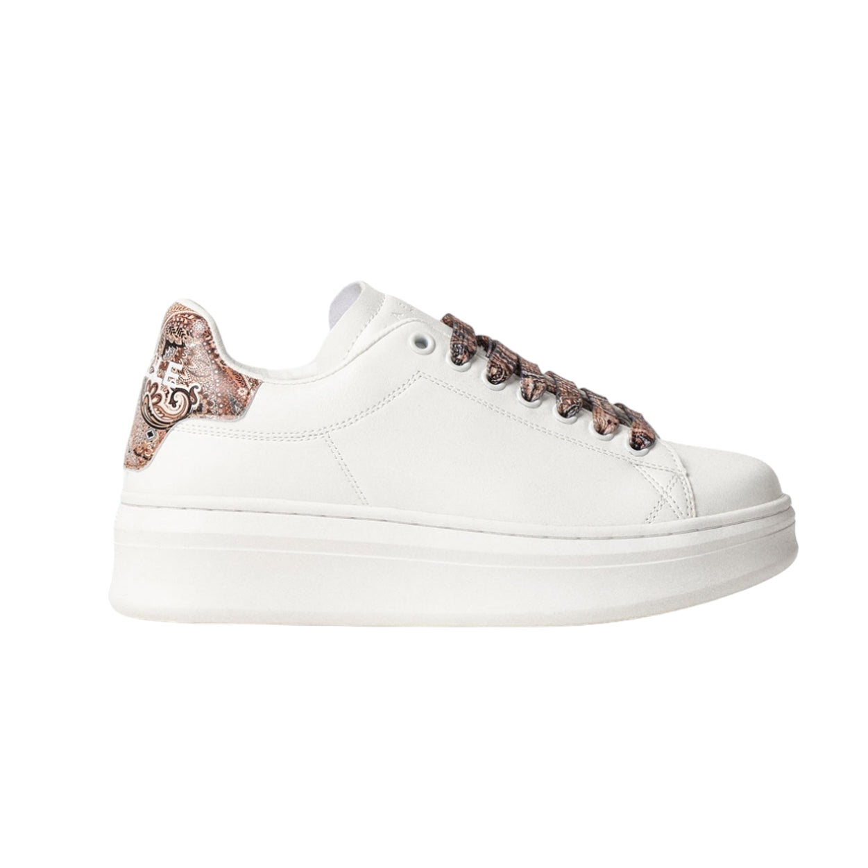 Gaelle Sneakers Donna in Ecopelle Bianca con Dettagli Multi Color Beige