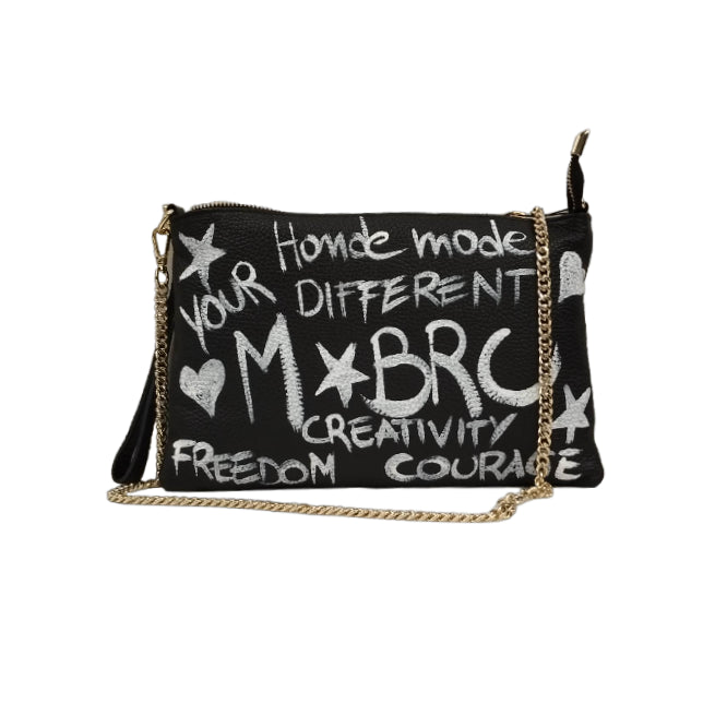 M Brc Pochette Nera in Pelle con Tracolla