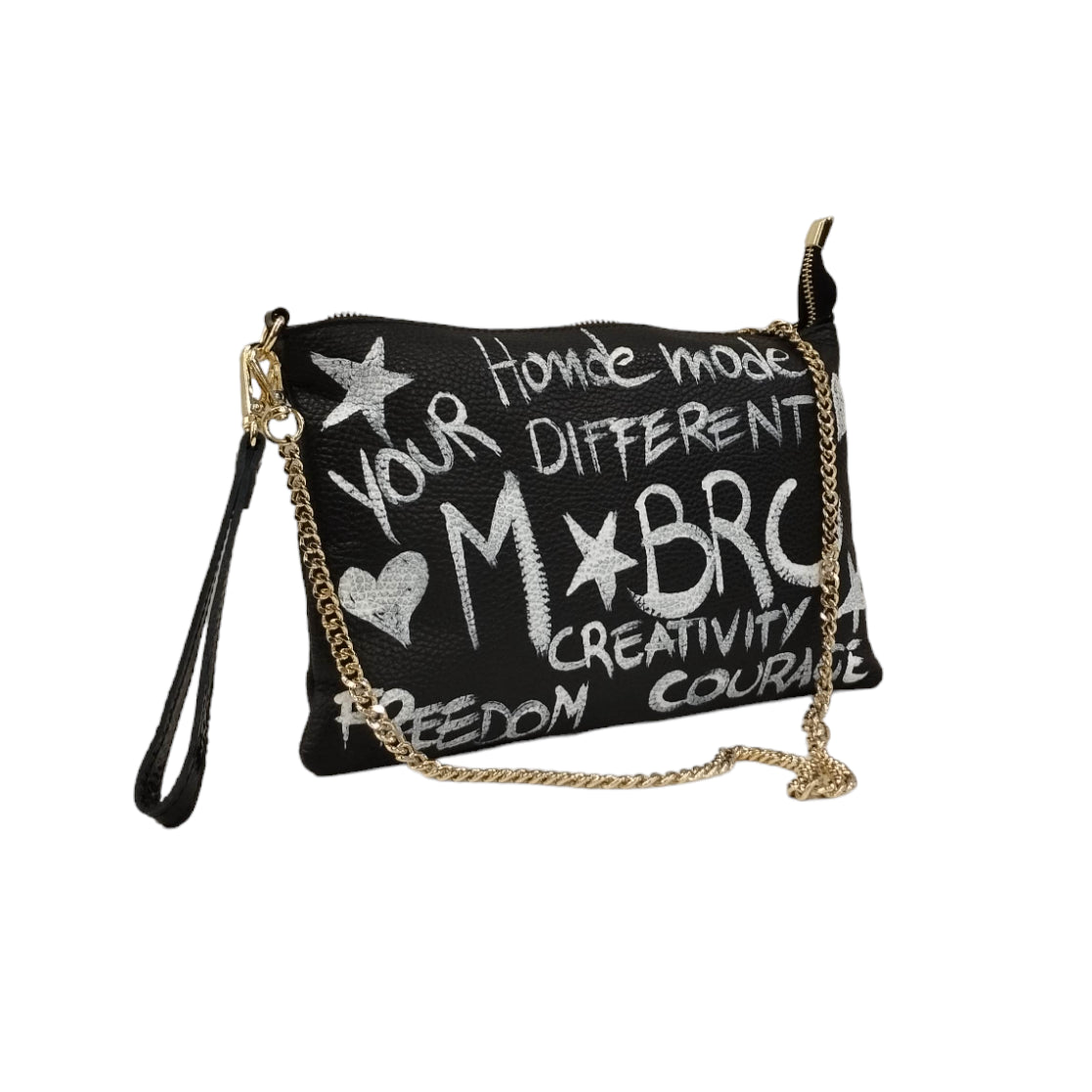 M Brc Pochette Nera in Pelle con Tracolla