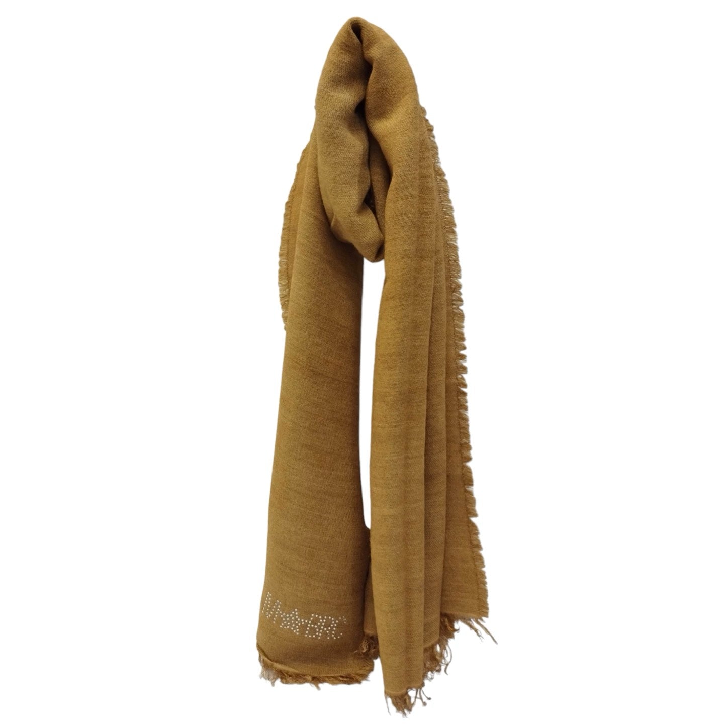 M Brc Sciarpa Donna in Tessuto Senape con Logo Strass