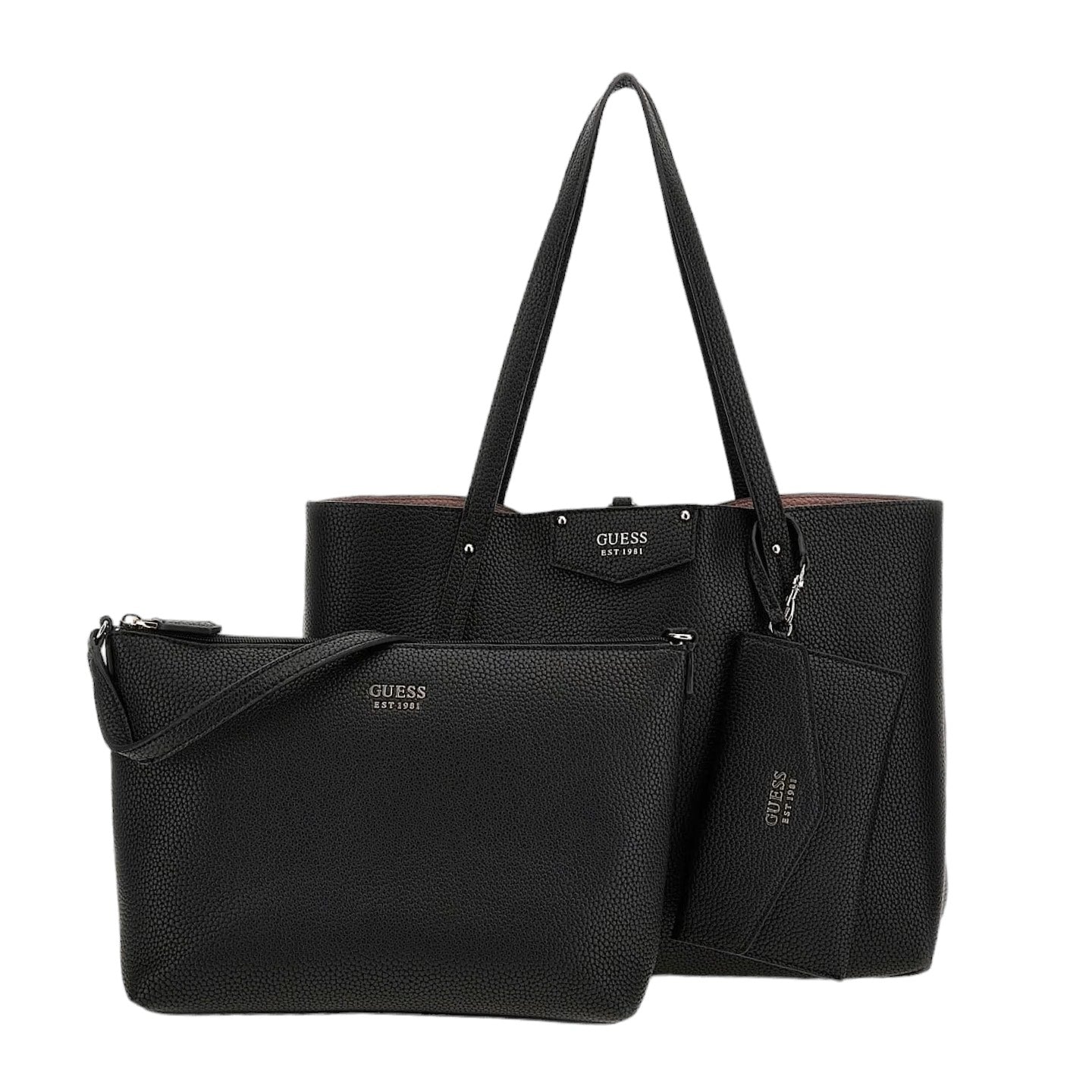 Guess Shopping Bag Nera Reversibile con Pochette