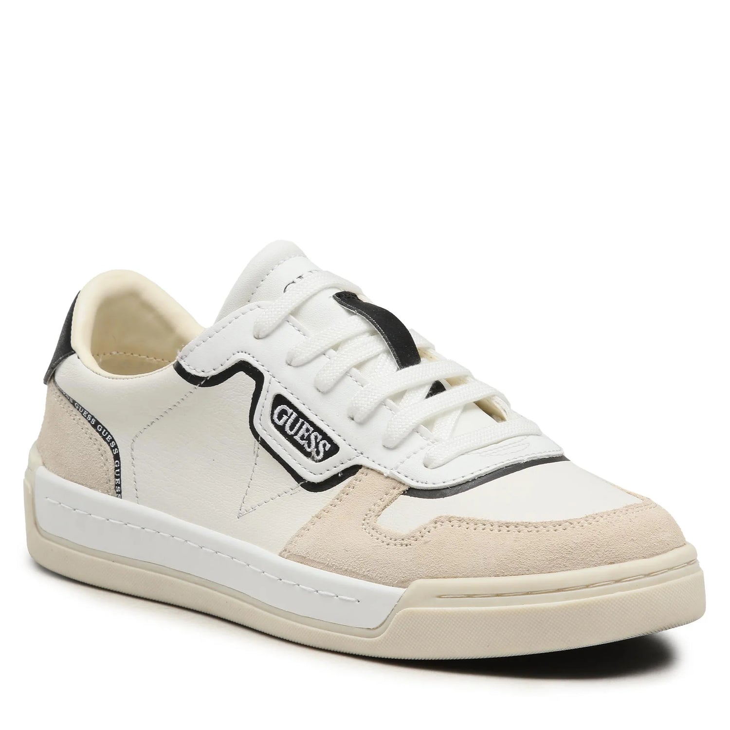 Guess Sneakers Bianca Nera con Inserti Scamosciati