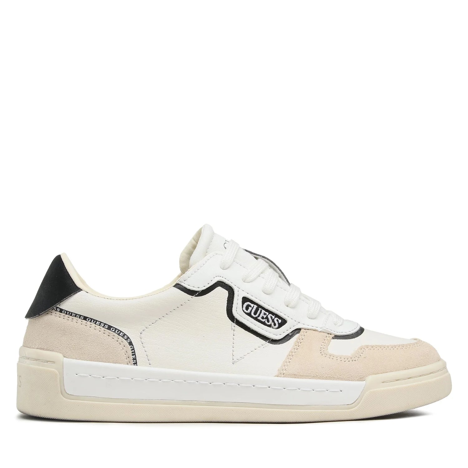 Guess Sneakers Bianca Nera con Inserti Scamosciati