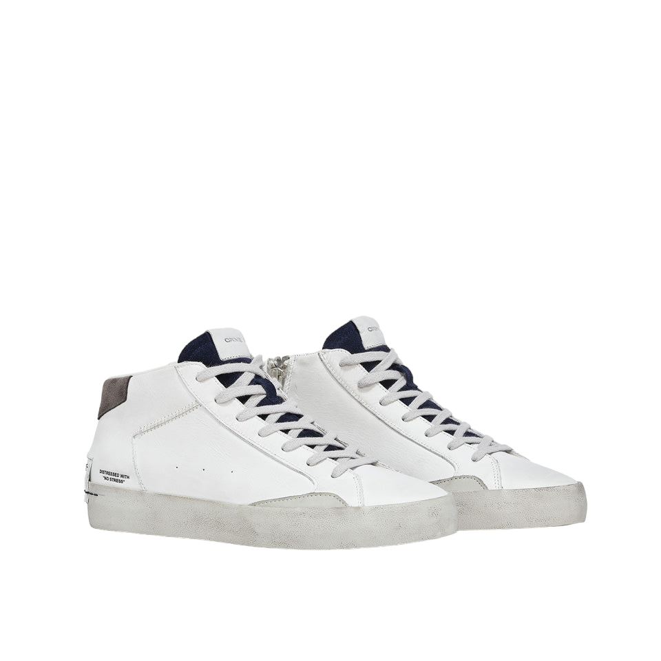 Crime London Sneakers Alta Bianca Mid Nautical Blue