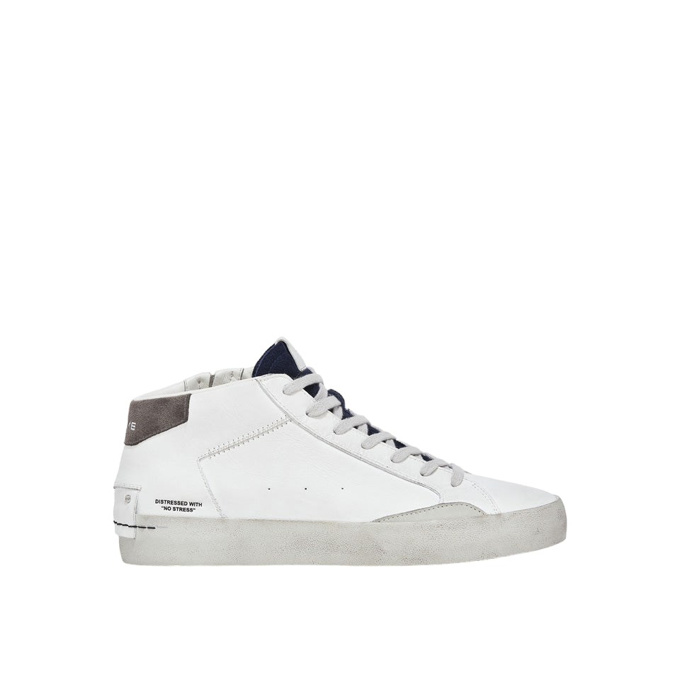 Crime London Sneakers Alta Bianca Mid Nautical Blue