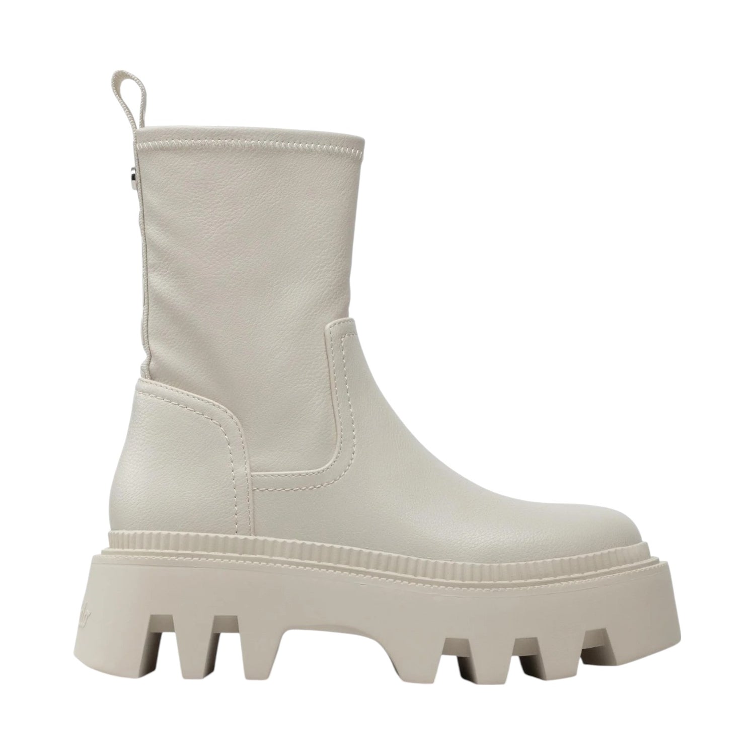 Buffalo Flora Sockboot Stivaletto Crema con Suola Dentata da Donna