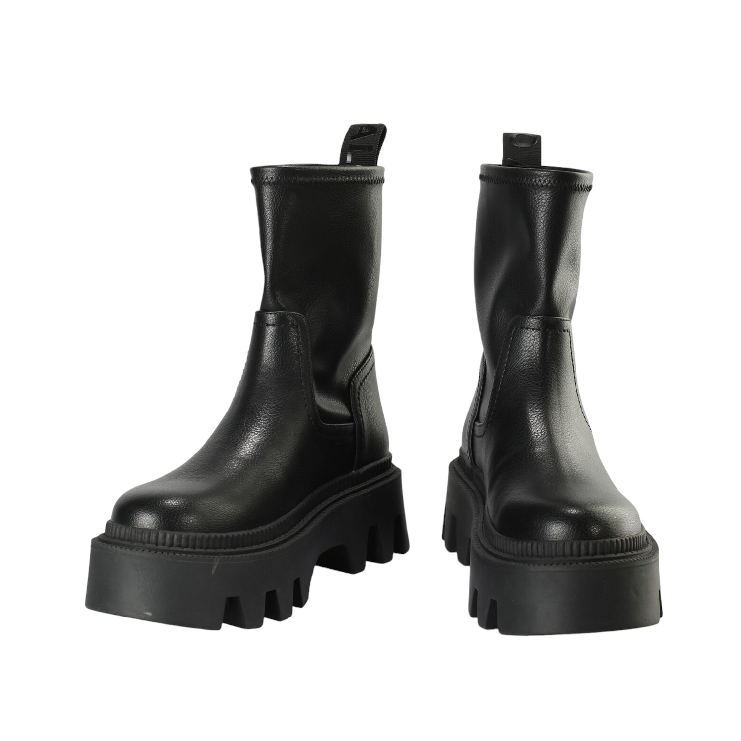 Buffalo Flora Sockboot Stivaletto Nero con Suola Dentata da Donna