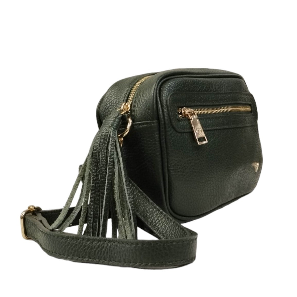 Caleidos Mini Bag Donna in Pelle Verde con Manico a Catena e Accessorio