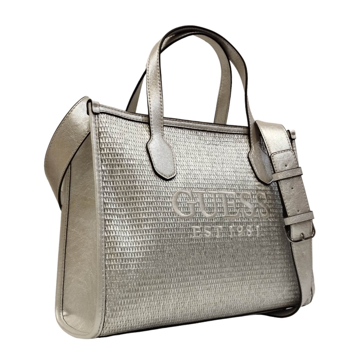 Guess Borsa a Mano Argento con Tracolla