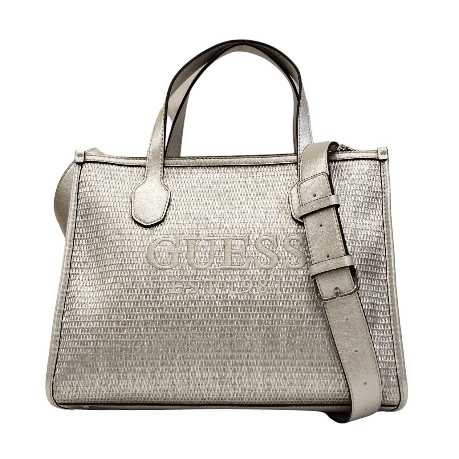 Guess Borsa a Mano Argento con Tracolla