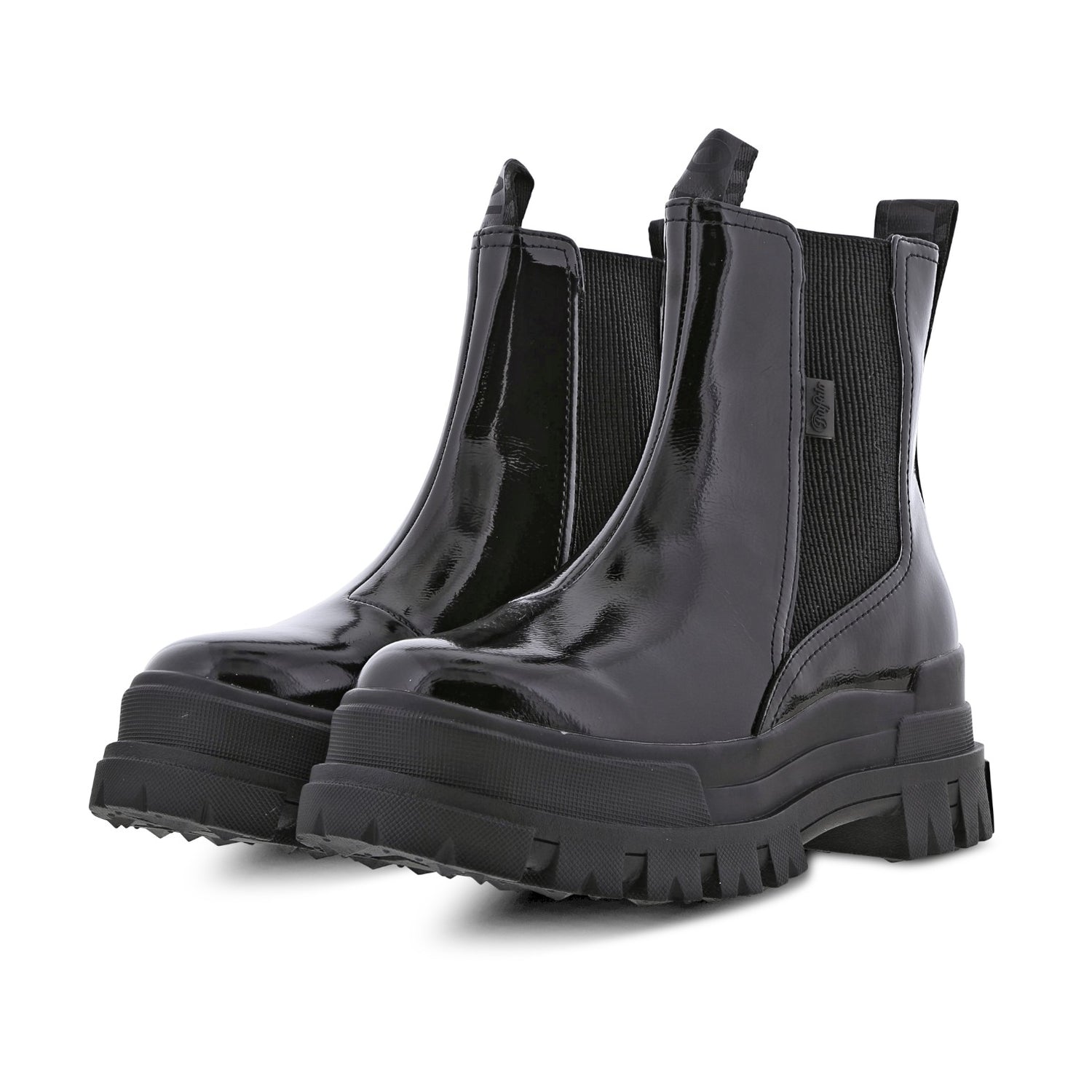 Buffalo Aspha Chelsea Mid Stivaletto Nero in Vernice