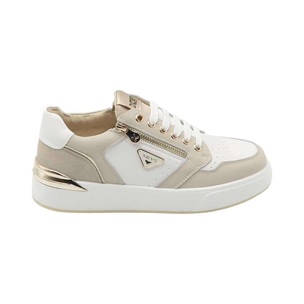 Keys Sneakers Donna con Zip Bianco Beige