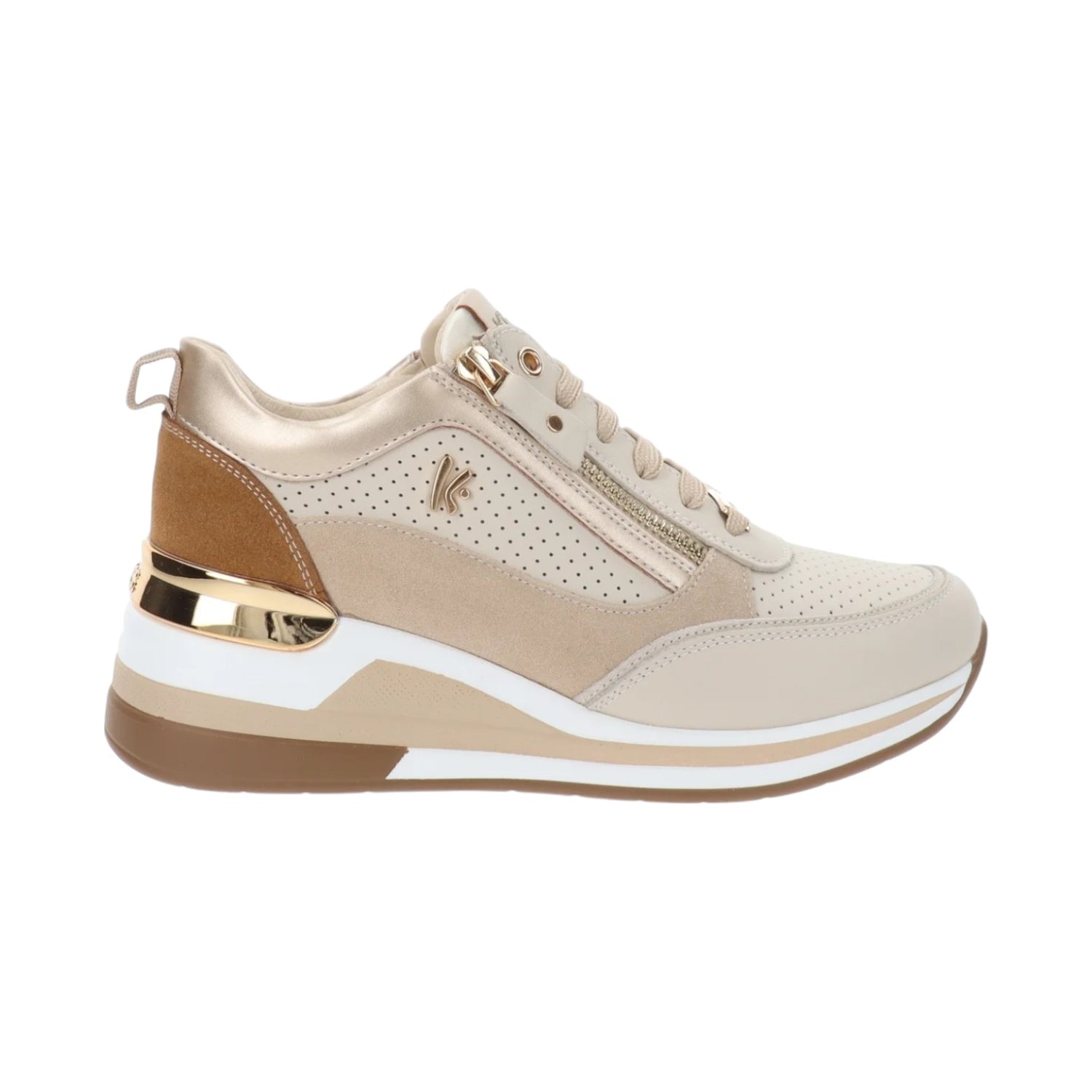 Keys Sneakers Beige con Cerniera Laterale