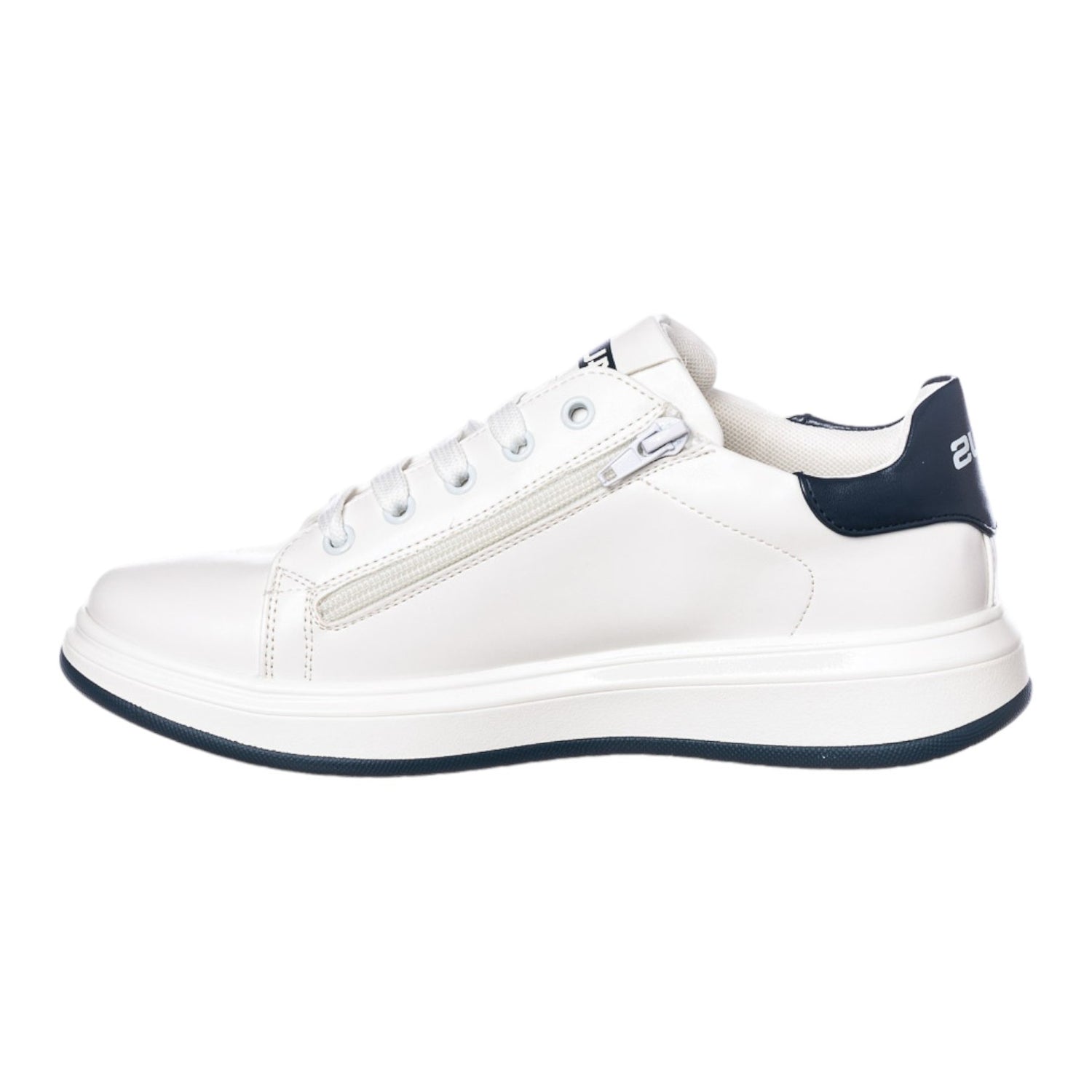 4us Sneakers Bianco Blu con Cerniera Laterale da Bambino