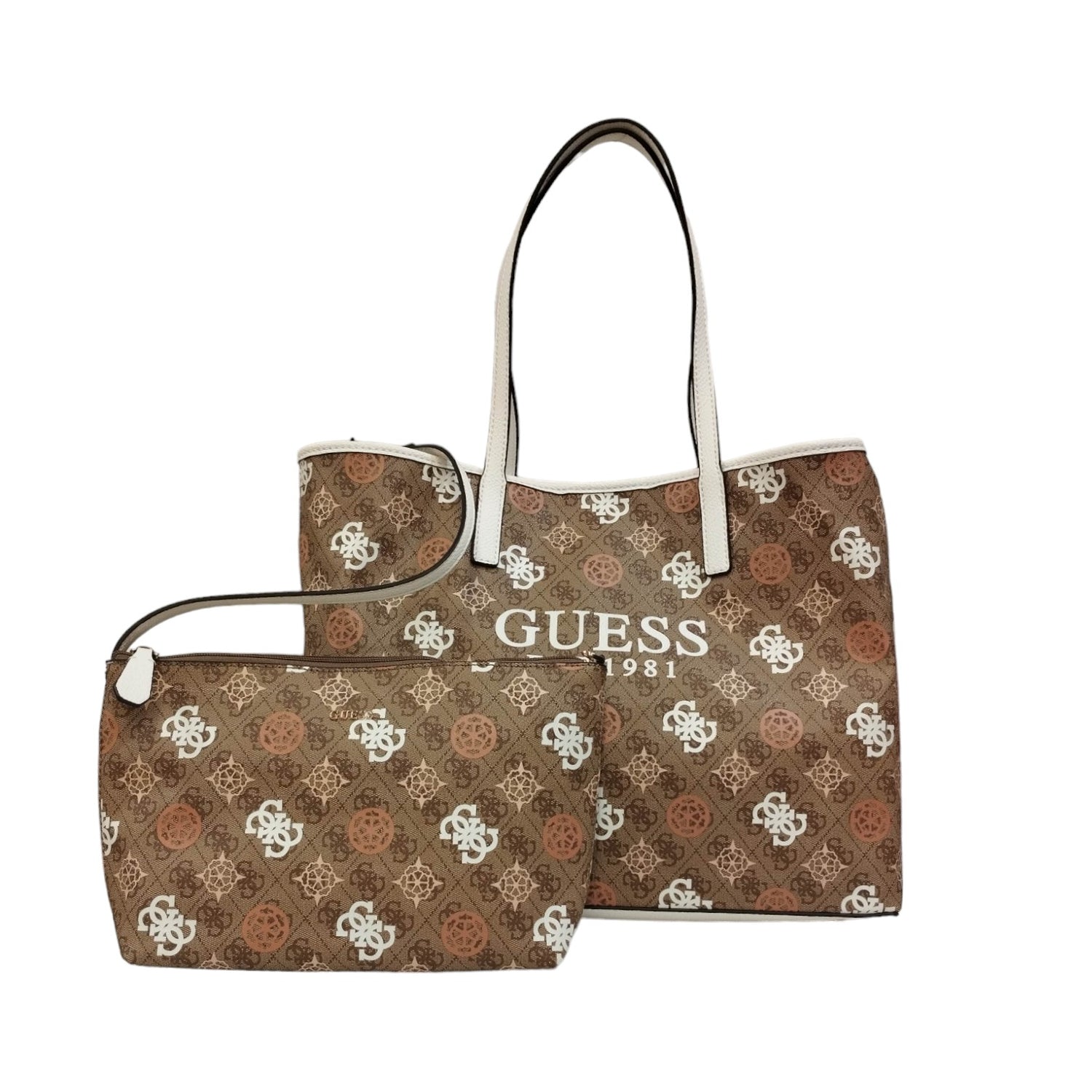 Guess Shopper Latte Multi Vikky Logo 4G Peony