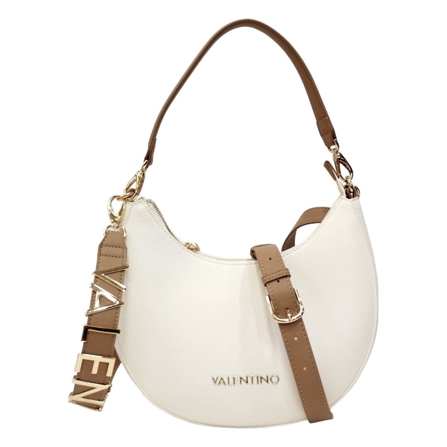 Mario Valentino Borsa a Spalla Donna Linea Alexia in Pelle Sintetica Bianca Cuoio con Doppia Tracolla