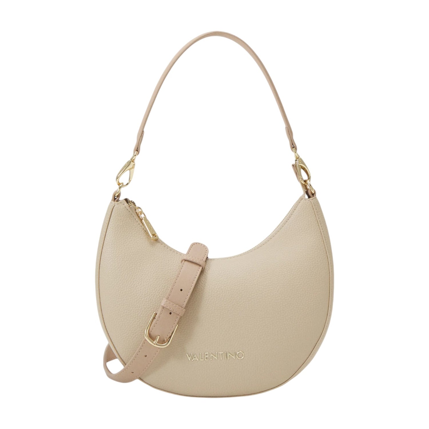 Mario Valentino Borsa a Spalla Donna Linea Alexia in Pelle Sintetica Beige con Doppia Tracolla