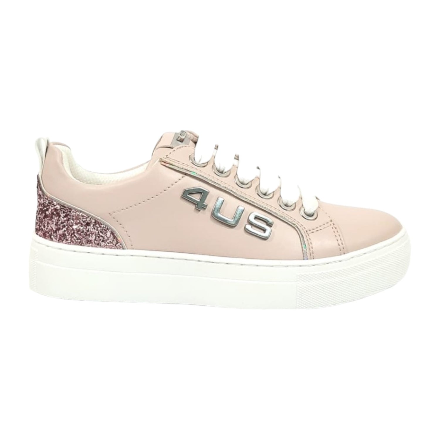 4us Sneakers Rosa con Lacci Cerniera Laterale da Bambina