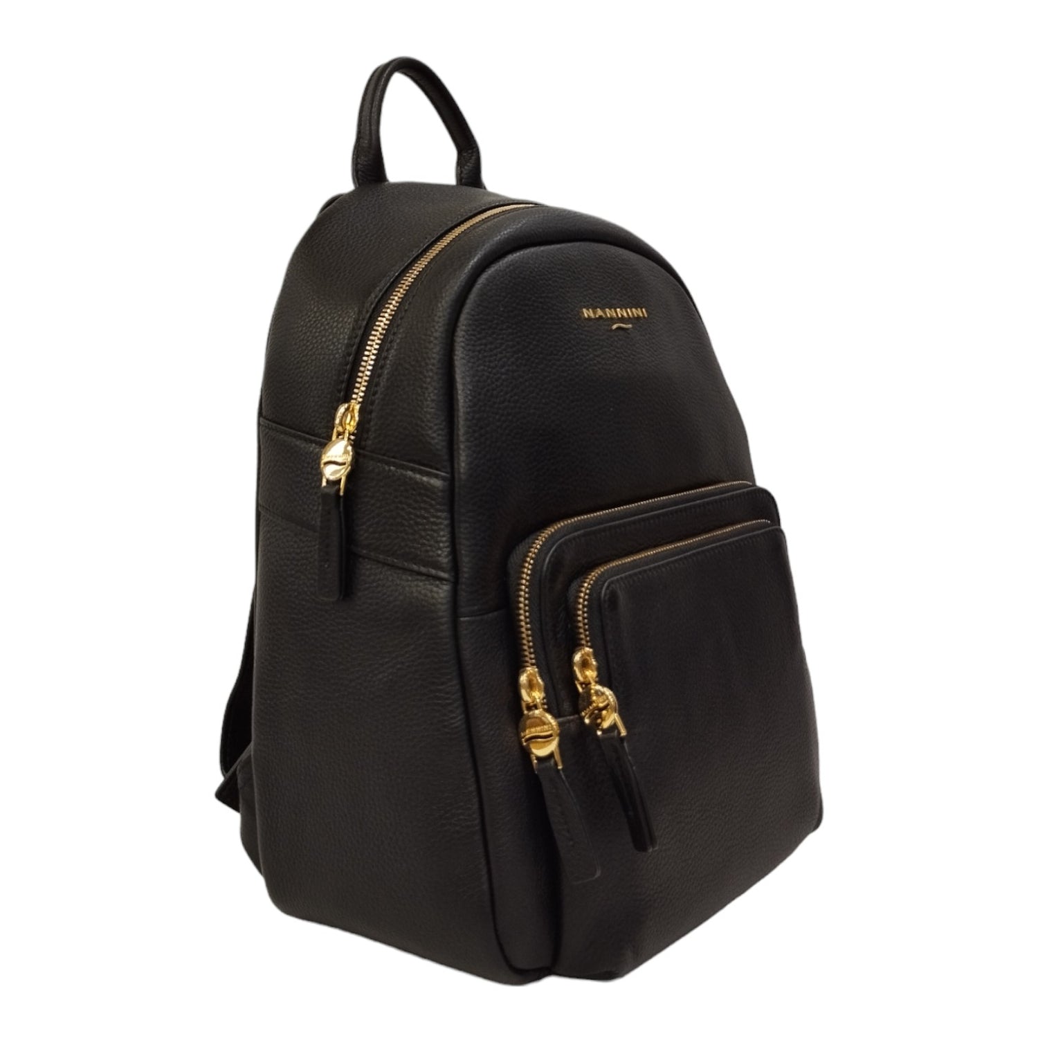 Nannini Firenze Zaino Tiziana Donna in Pelle Nera con Doppia Tasca Frontale