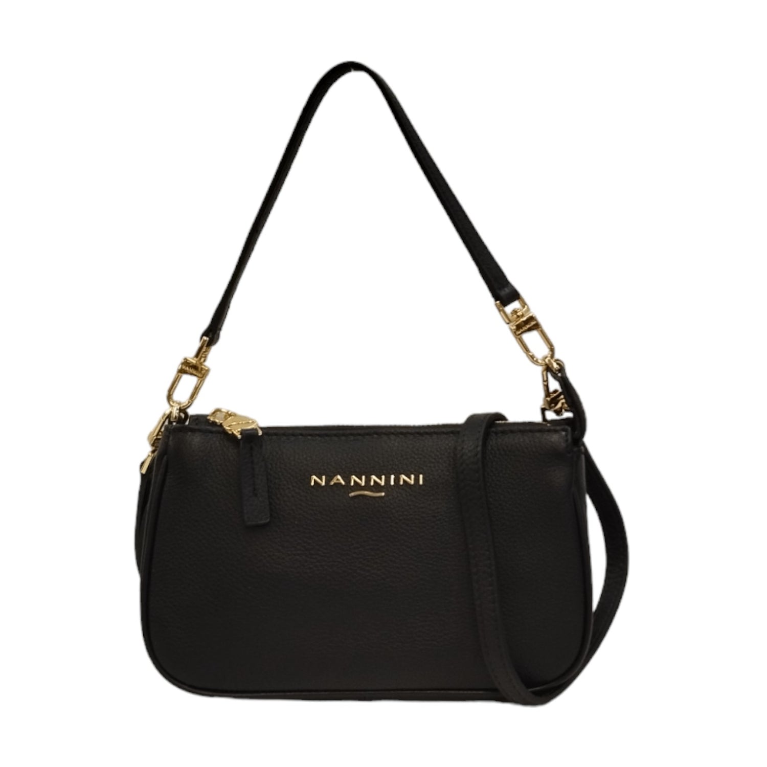 Nannini Firenze Borsa a Spalla Piccola Keira Donna in Pelle Nera con Tracolla