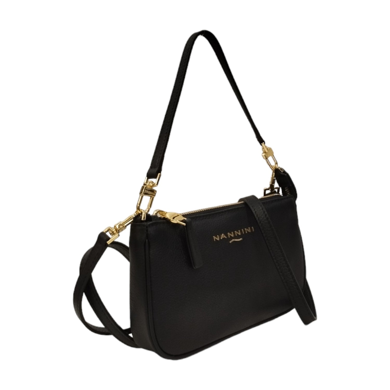 Nannini Firenze Borsa a Spalla Piccola Keira Donna in Pelle Nera con Tracolla