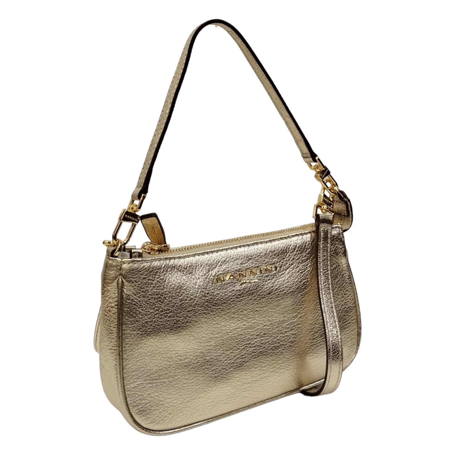 Nannini Firenze Borsa a Spalla Piccola Keira Donna in Pelle Oro con Tracolla