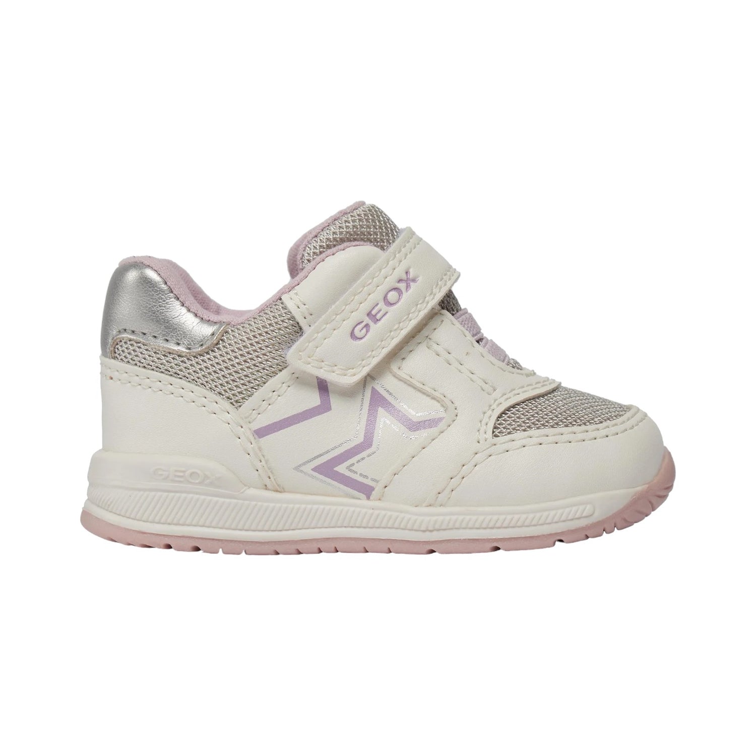 Geox Sneakers Bianca con Dettagli Rosa in Pelle e Tessuto da Bambina