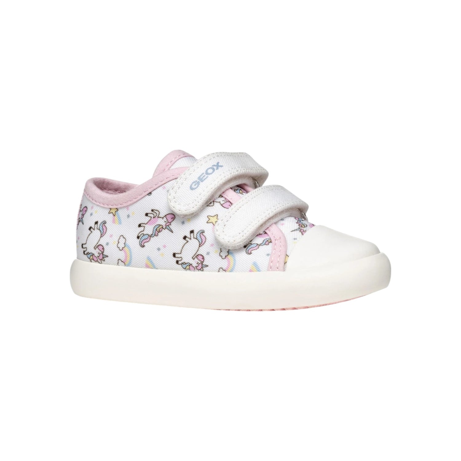 Geox Sneakers Bianca Rosa con Doppio Strappo da Bambina
