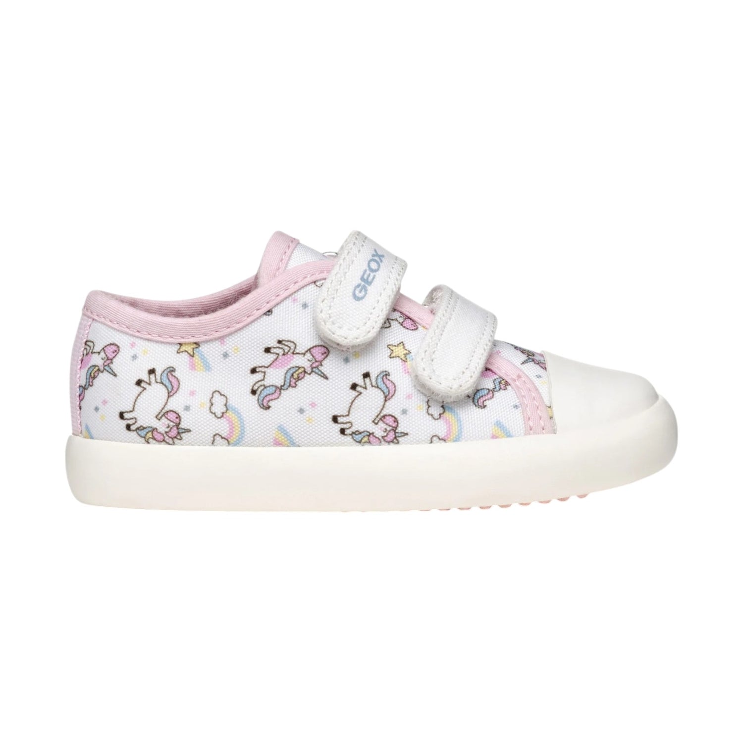 Geox Sneakers Bianca Rosa con Doppio Strappo da Bambina