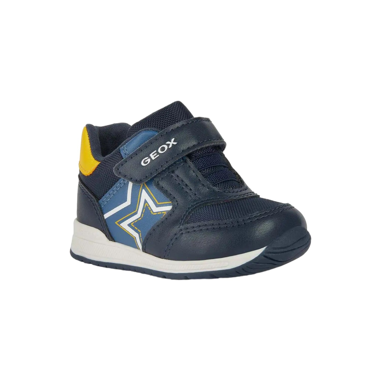 Geox Sneakers Blu con Dettagli Gialli in Pelle e Tessuto da Bambino