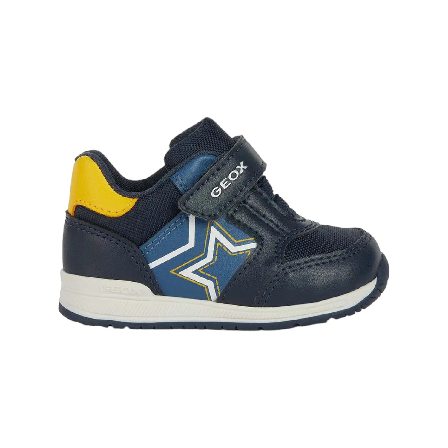 Geox Sneakers Blu con Dettagli Gialli in Pelle e Tessuto da Bambino