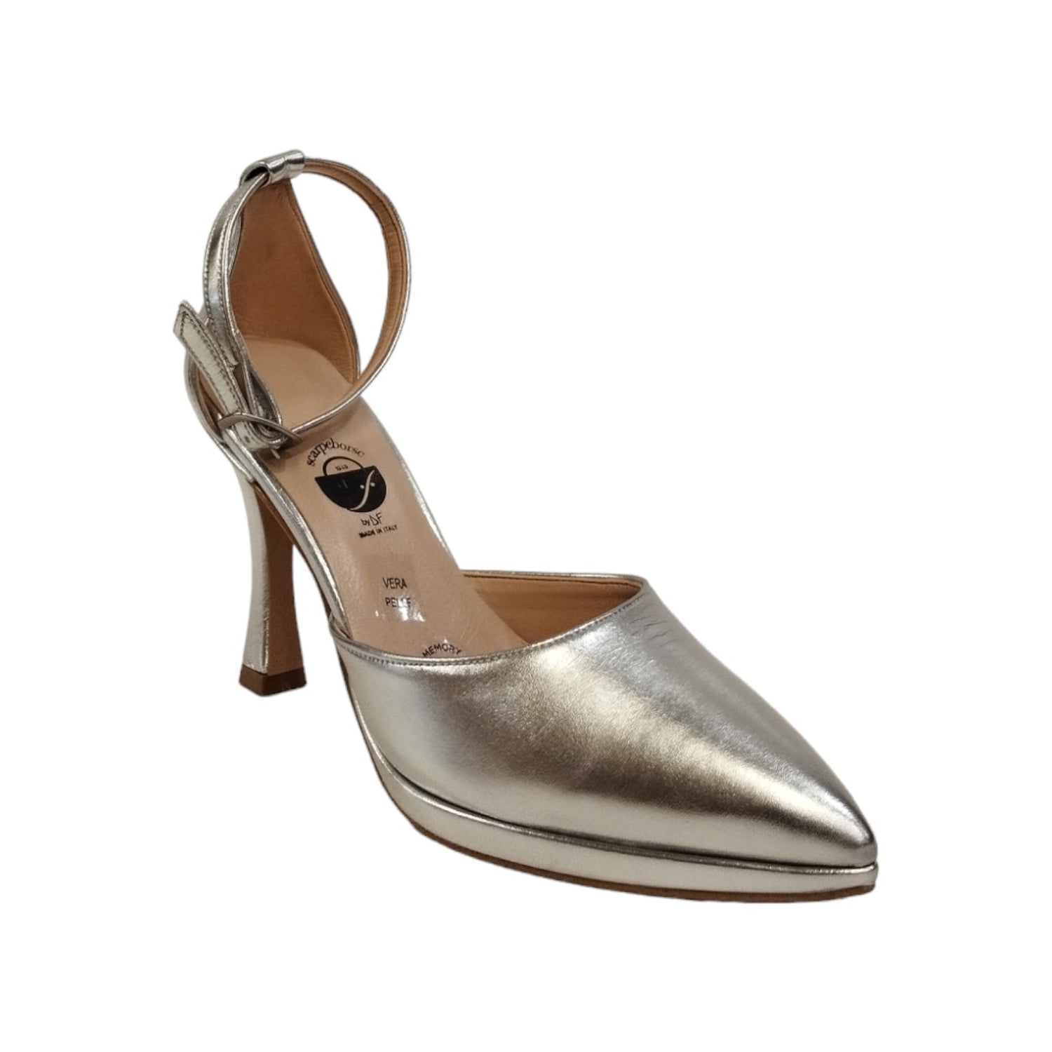 Scarpeborseonline Chanelle Argento in Pelle Laminata t.9