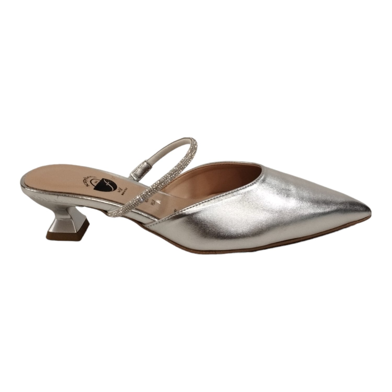 Scarpeborseonline Sabot Argento in Pelle Laminata t.4