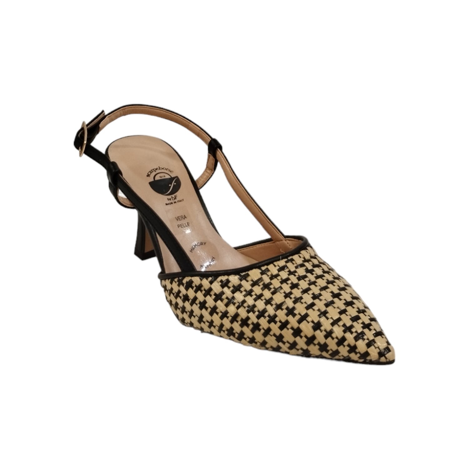 Scarpeborseonline Chanelle Nero Beige in Raffia t.7