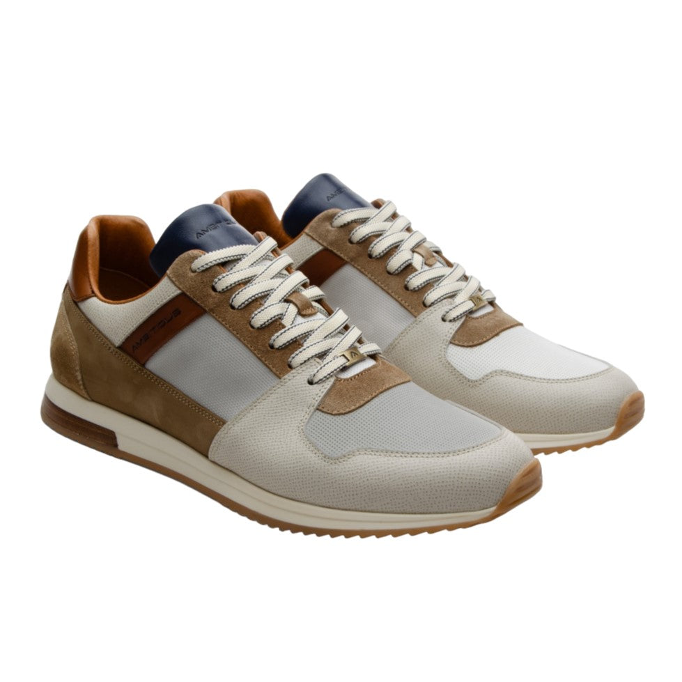 Ambitious Sneakers Bianca Cuoio in Camoscio e Tessuto da Uomo