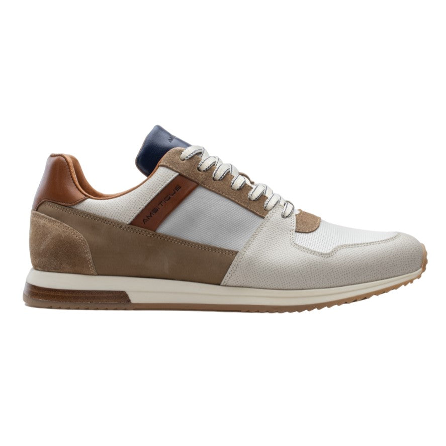 Ambitious Sneakers Bianca Cuoio in Camoscio e Tessuto da Uomo