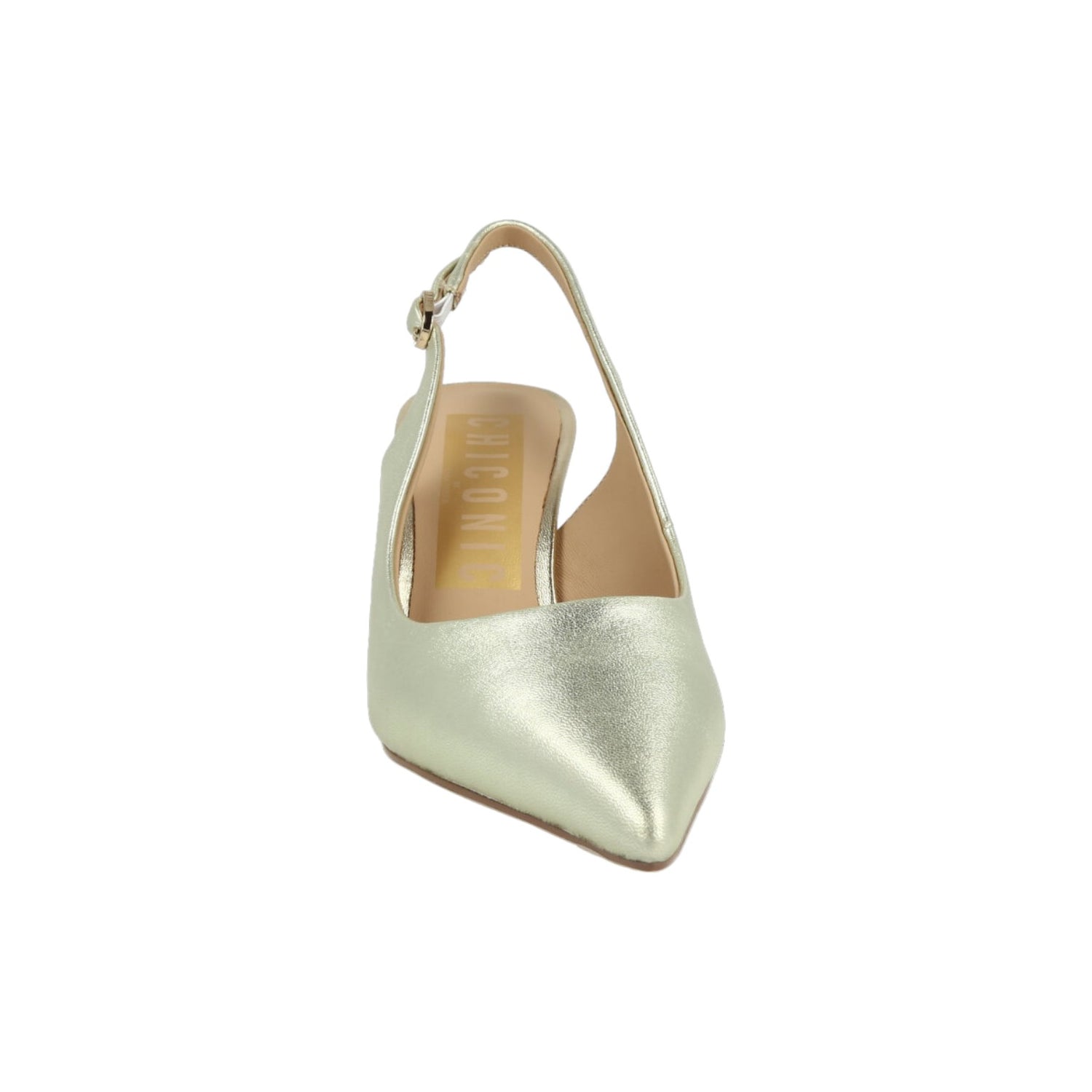 Chiconic Chanelle Donna in Pelle Laminata Oro con Tacco a Spillo di 8cm