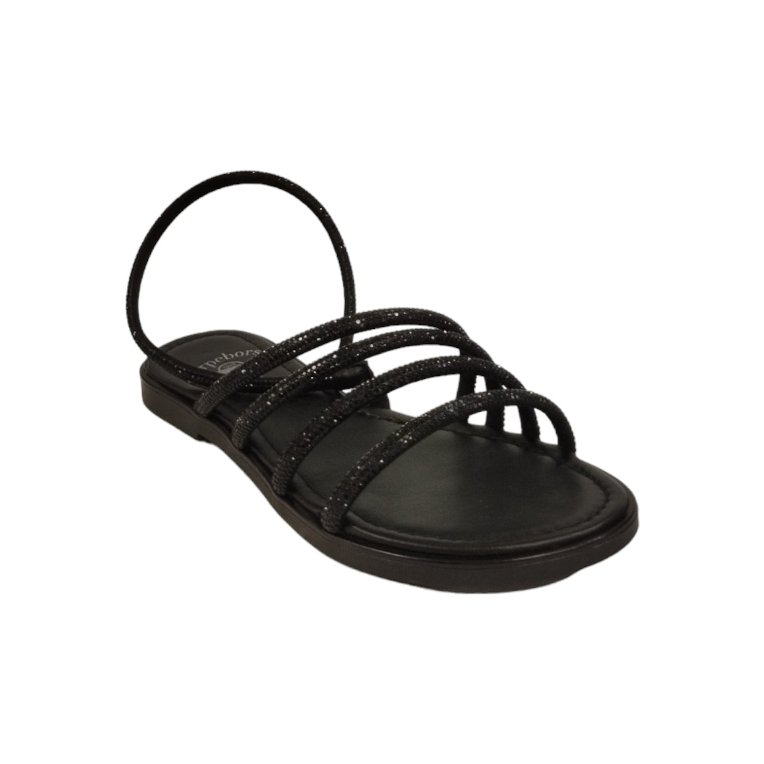 Scarpeborseonline Sandalo Basso Nero comnStrass