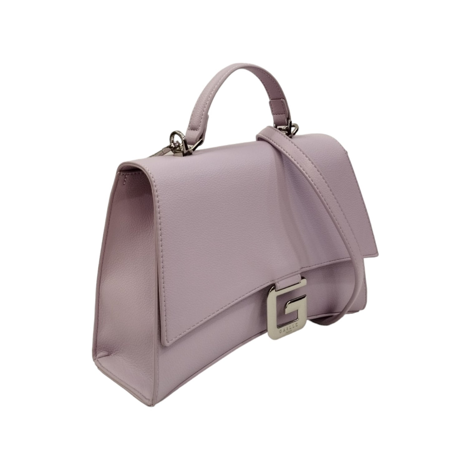 Gaelle Borsa a Mano Donna in Ecopelle Lilla con Tracolla e Applicazione Metallo Ciondolo G