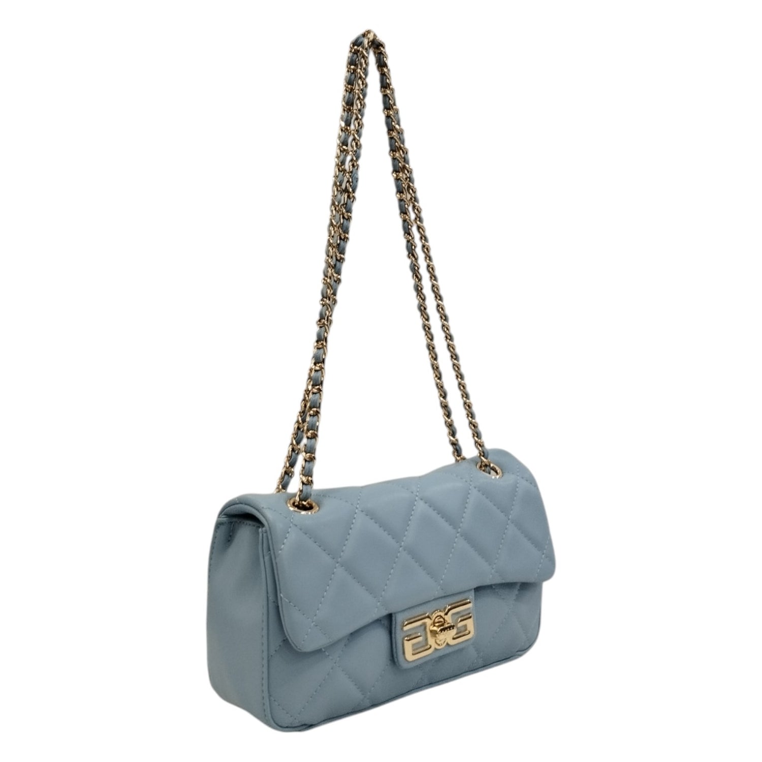 Gaelle Mini Borsa a Tracolla Donna in Ecopelle Celeste Con Chiusura Girello Double G