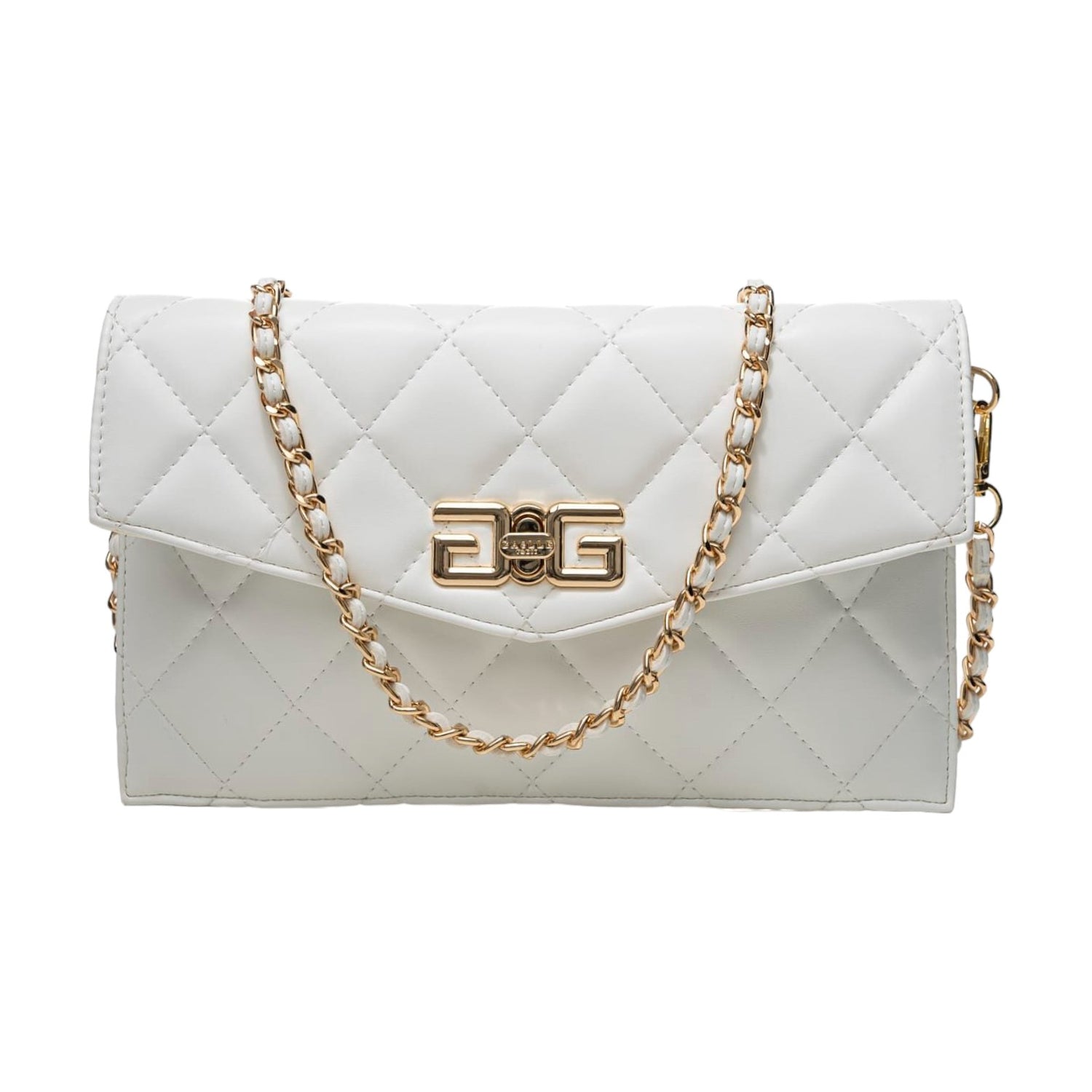 Gaelle Pochette Donna in Ecopelle Bianca con Chiusura Girello Double G