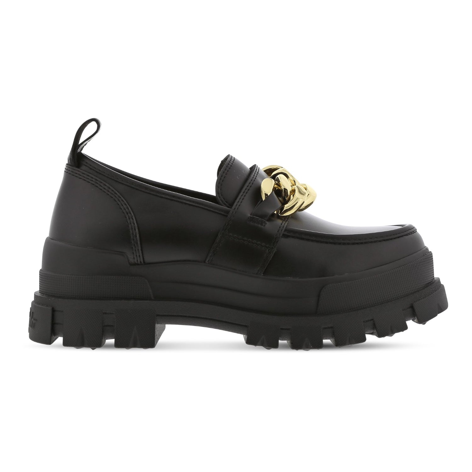 Buffalo Aspha Loafer Chain Mocassino Nero con Platform e Catena Oro