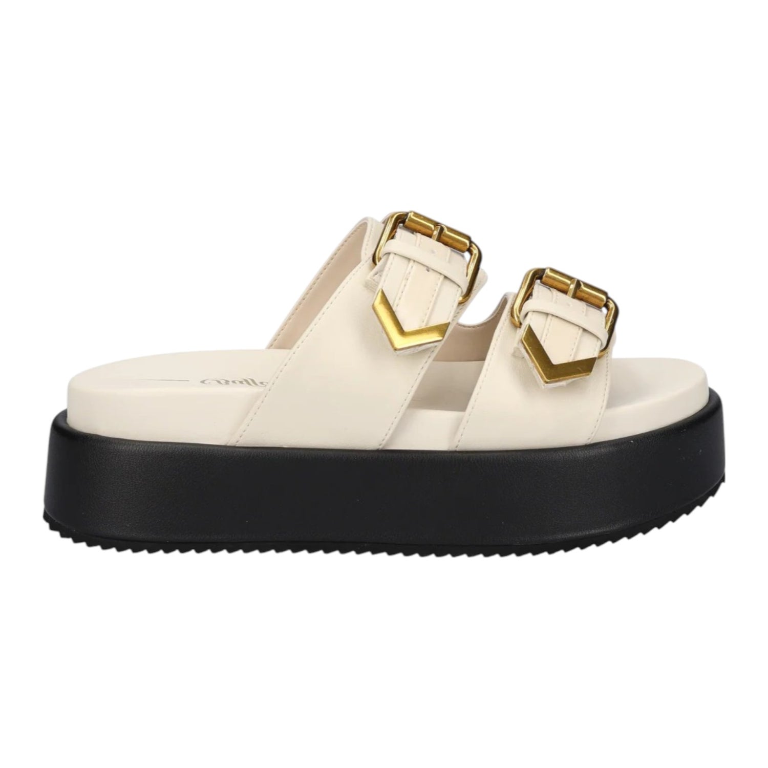Buffalo Noa Ari Scalzato Crema con Fibbie Oro da Donna
