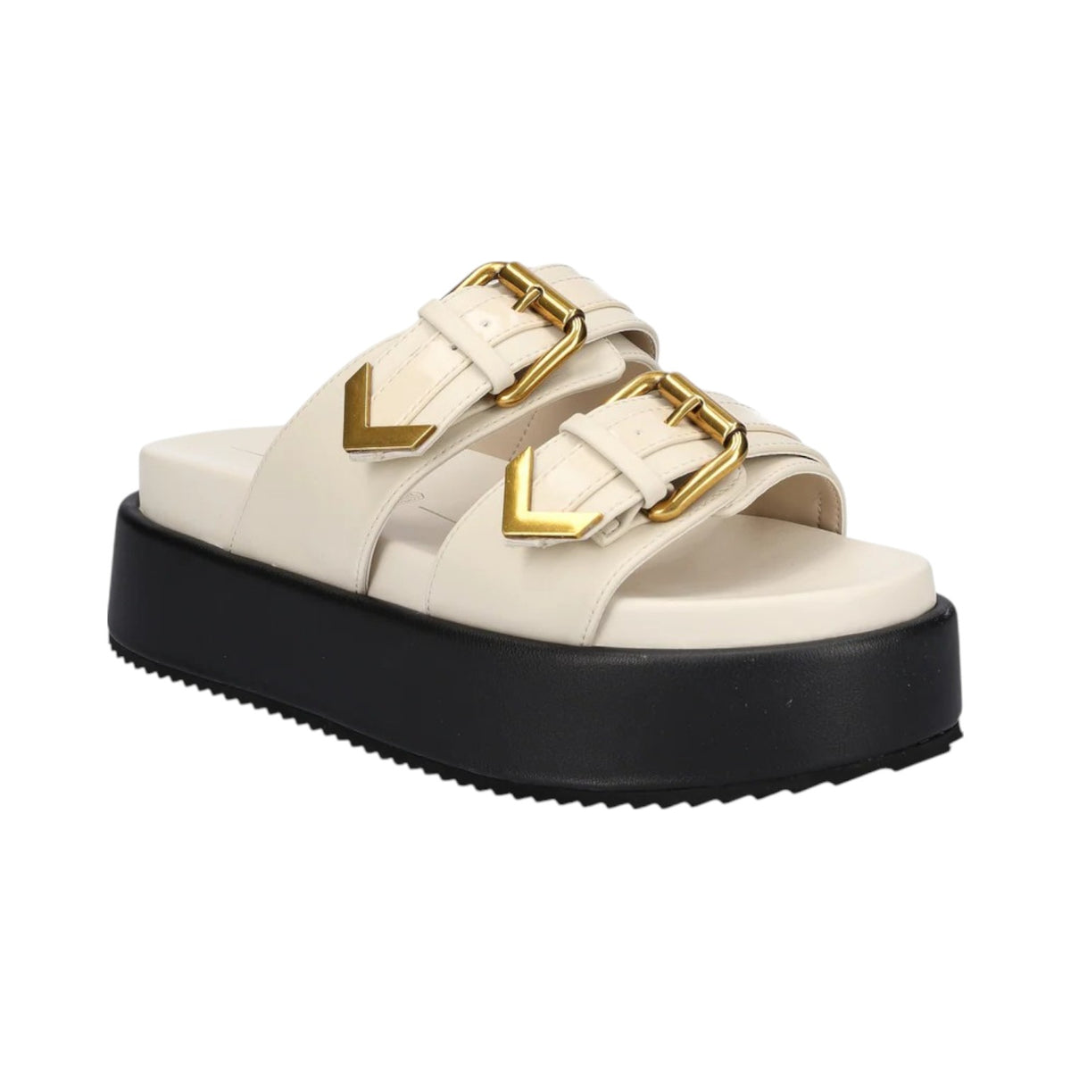 Buffalo Noa Ari Scalzato Crema con Fibbie Oro da Donna