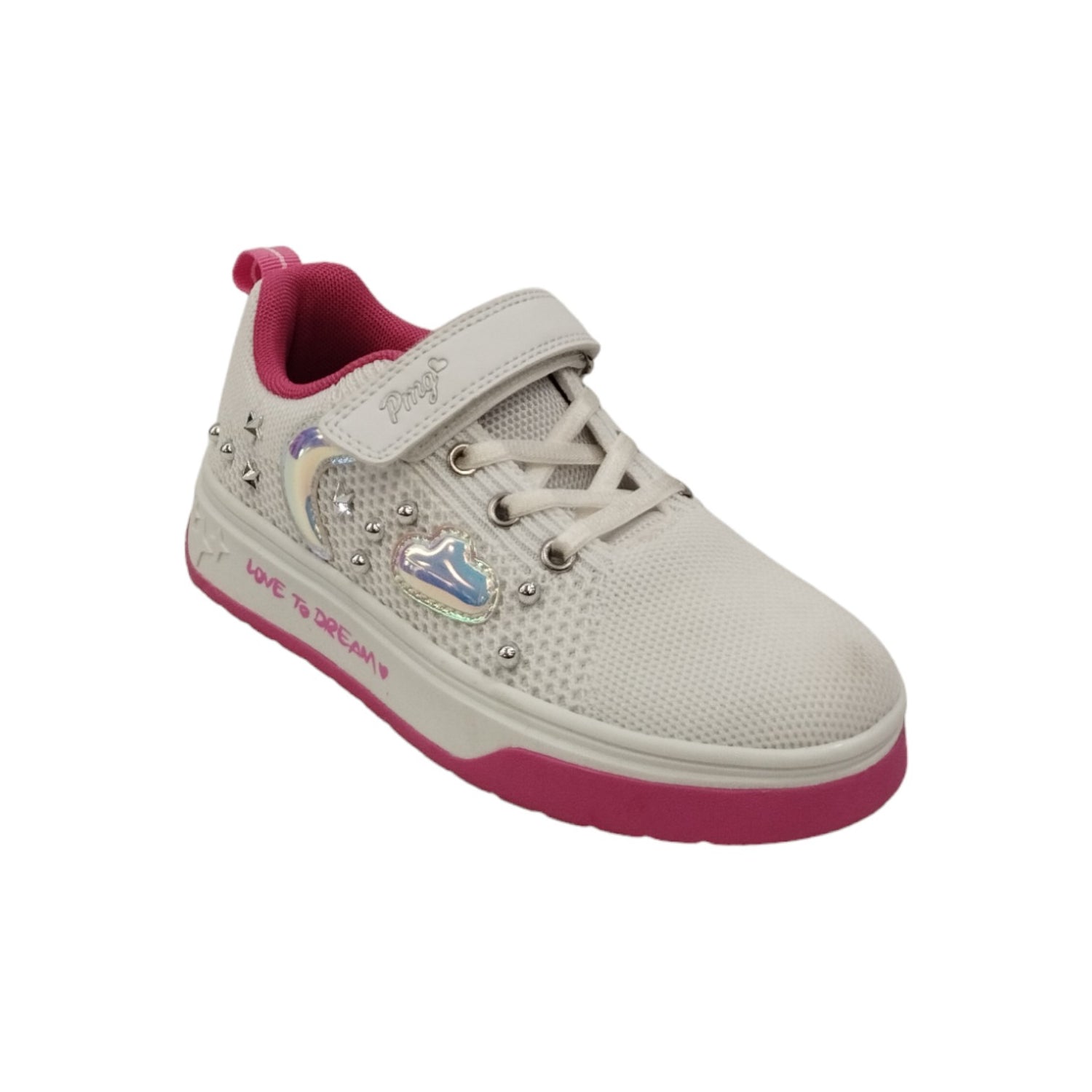 Primigi Sneakers Bianco Fucsia con Strappo e Lacci Elasticizzati da Bambina