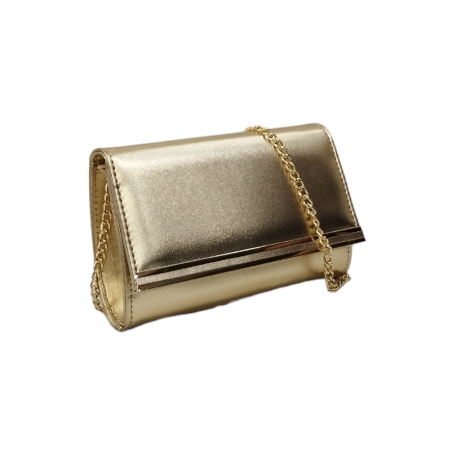 Della Fonte Pochette Platino Laminato con Dettagli in Acciaio