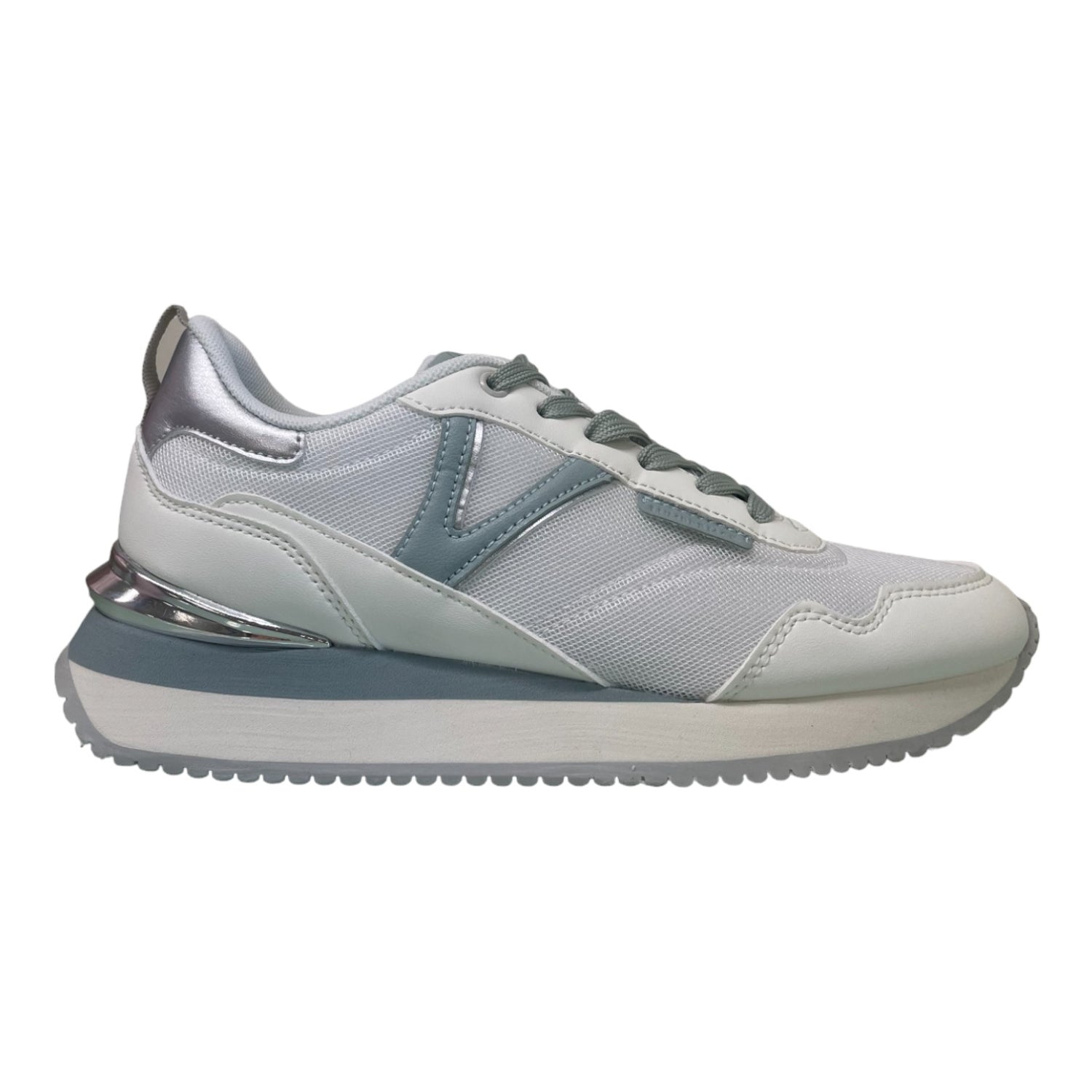Lumberjack Sneakers Donna in Ecopelle e Tessuto Bianca con Dettagli Argento