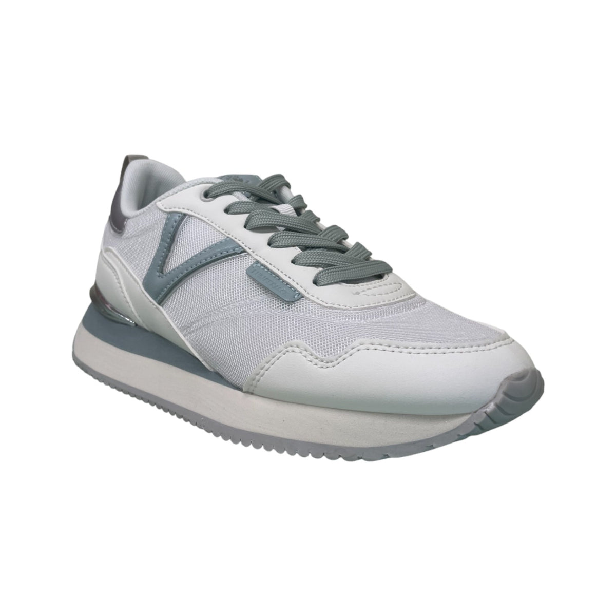 Lumberjack Sneakers Donna in Ecopelle e Tessuto Bianca con Dettagli Argento
