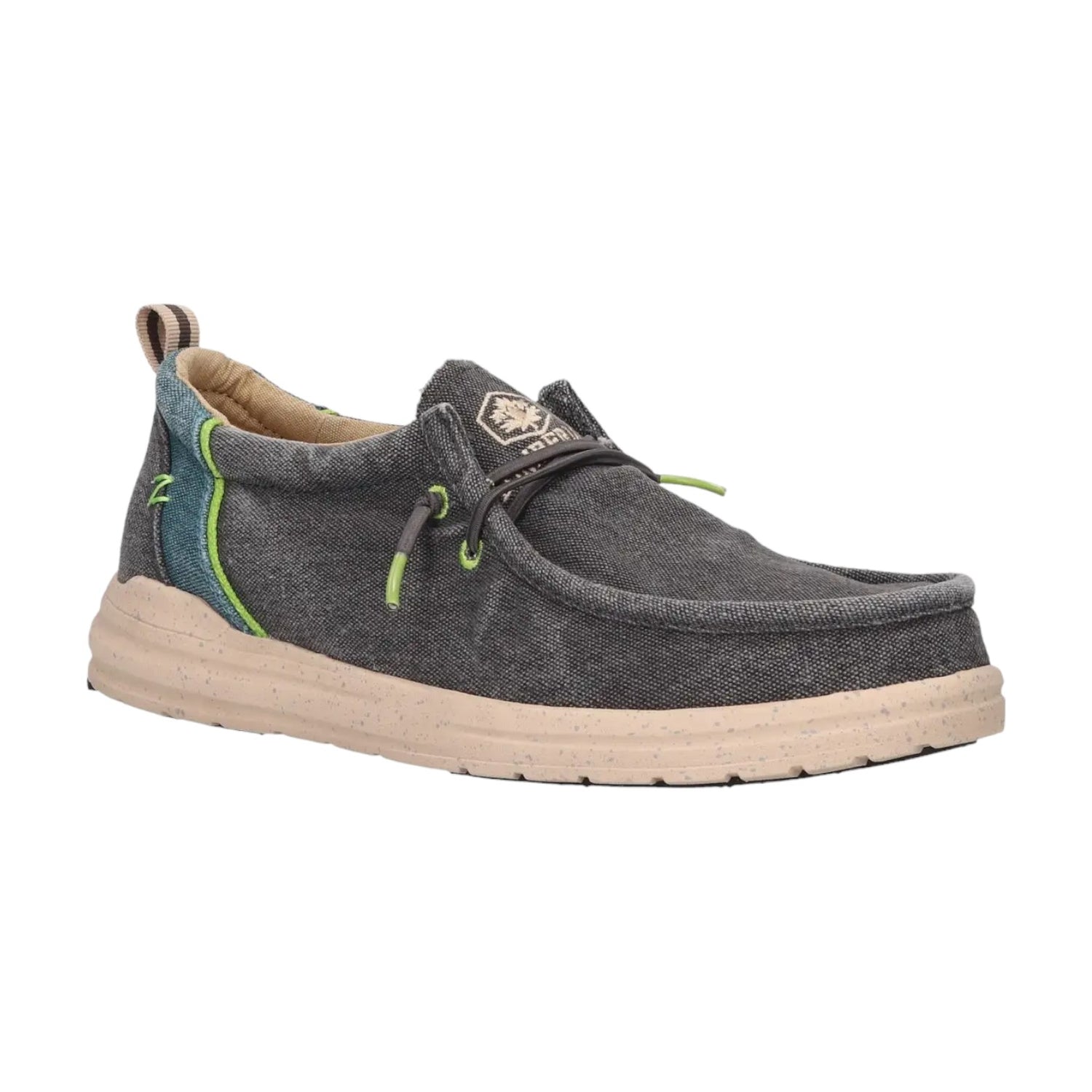 Lumberjack Mocassino Uomo in Tessuto Blu con Lacci Finti e Dettagli Fluo