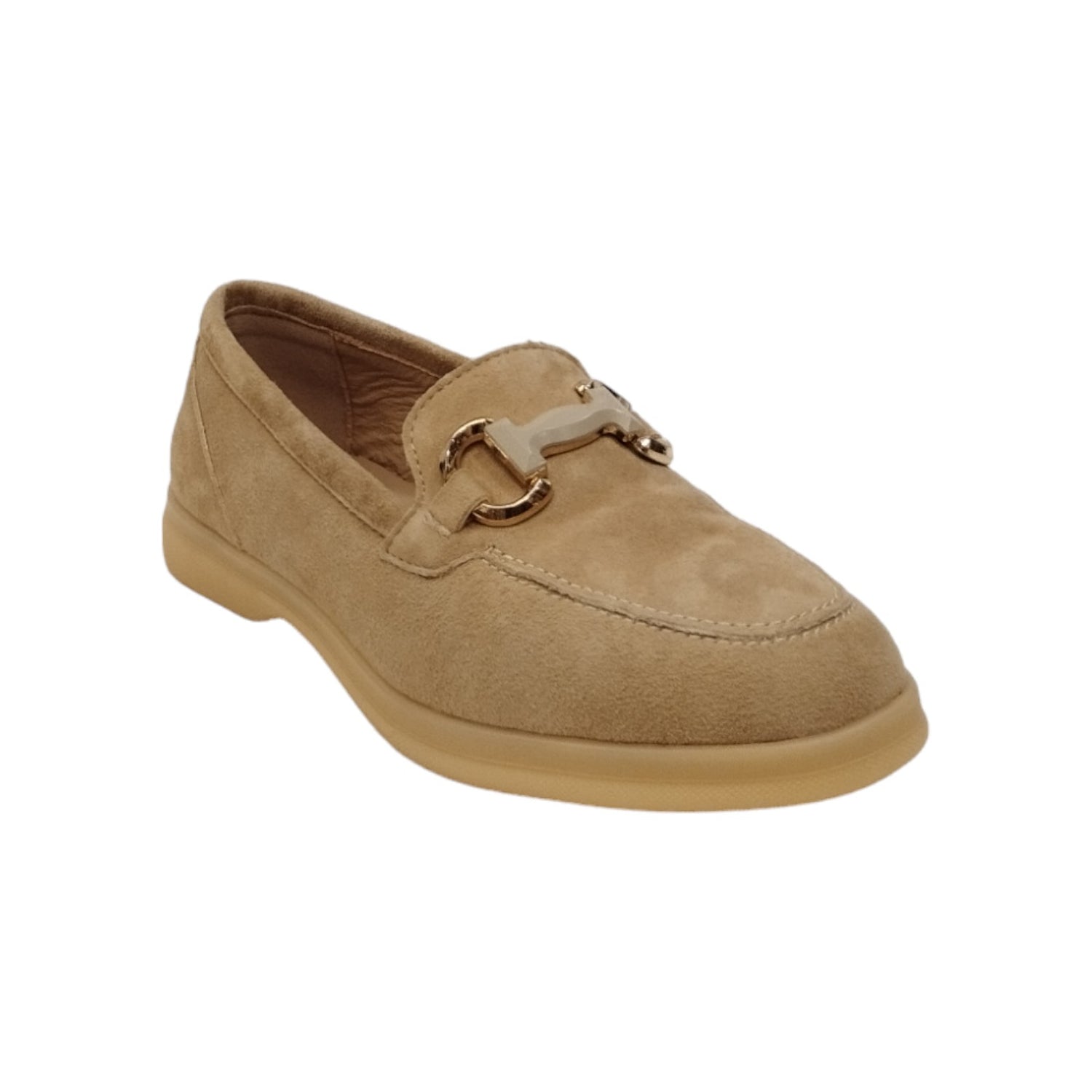 Keys Mocassino Donna in Camoscio Beige con Morsetto